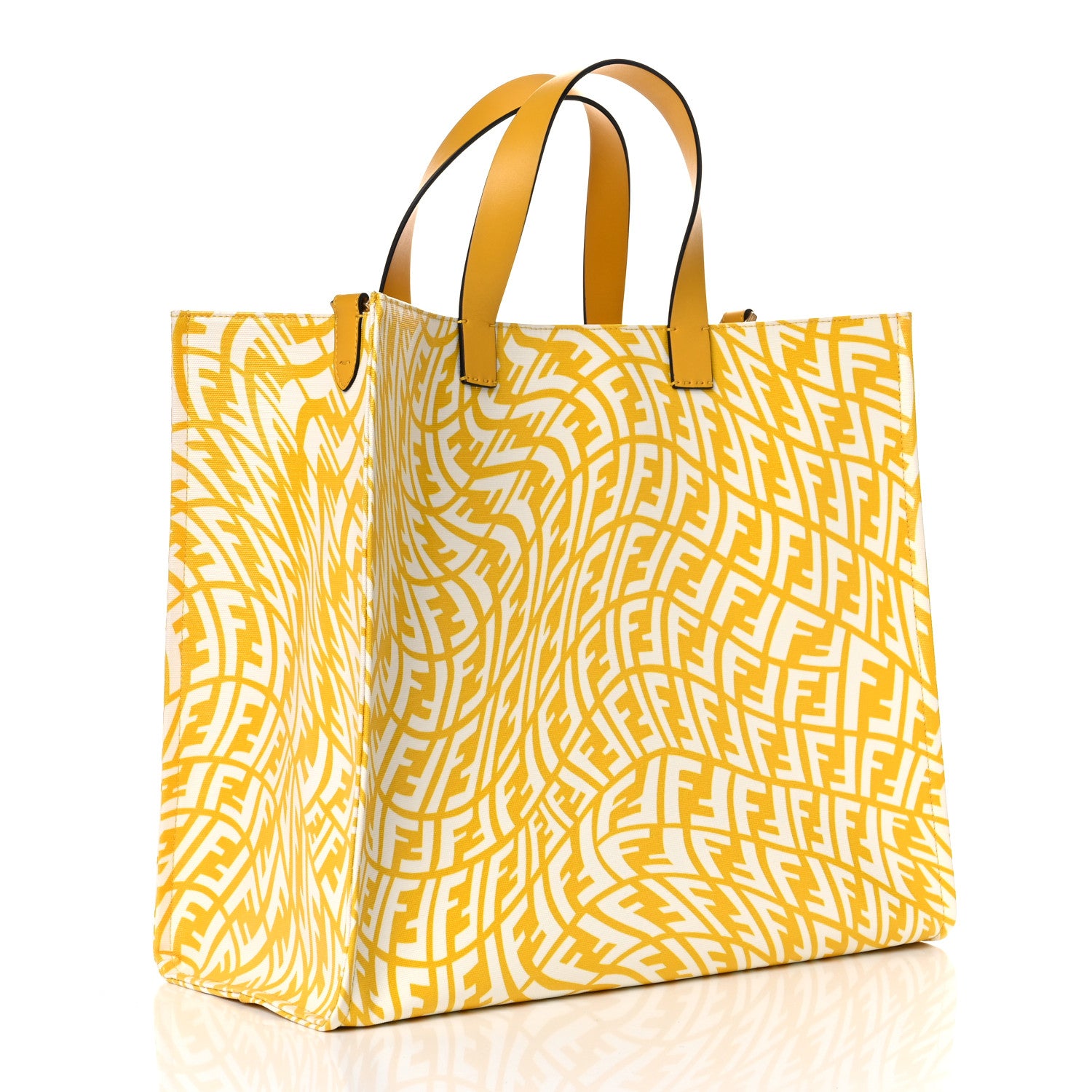 Fendi X SARAH COLEMAN Glazed Canvas Vitello King FF Vertigo Shopping Tote Bag Mimosa White 3 of 8