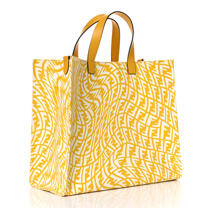 Fendi X SARAH COLEMAN Glazed Canvas Vitello King FF Vertigo Shopping Tote Bag Mimosa White 3 of 8