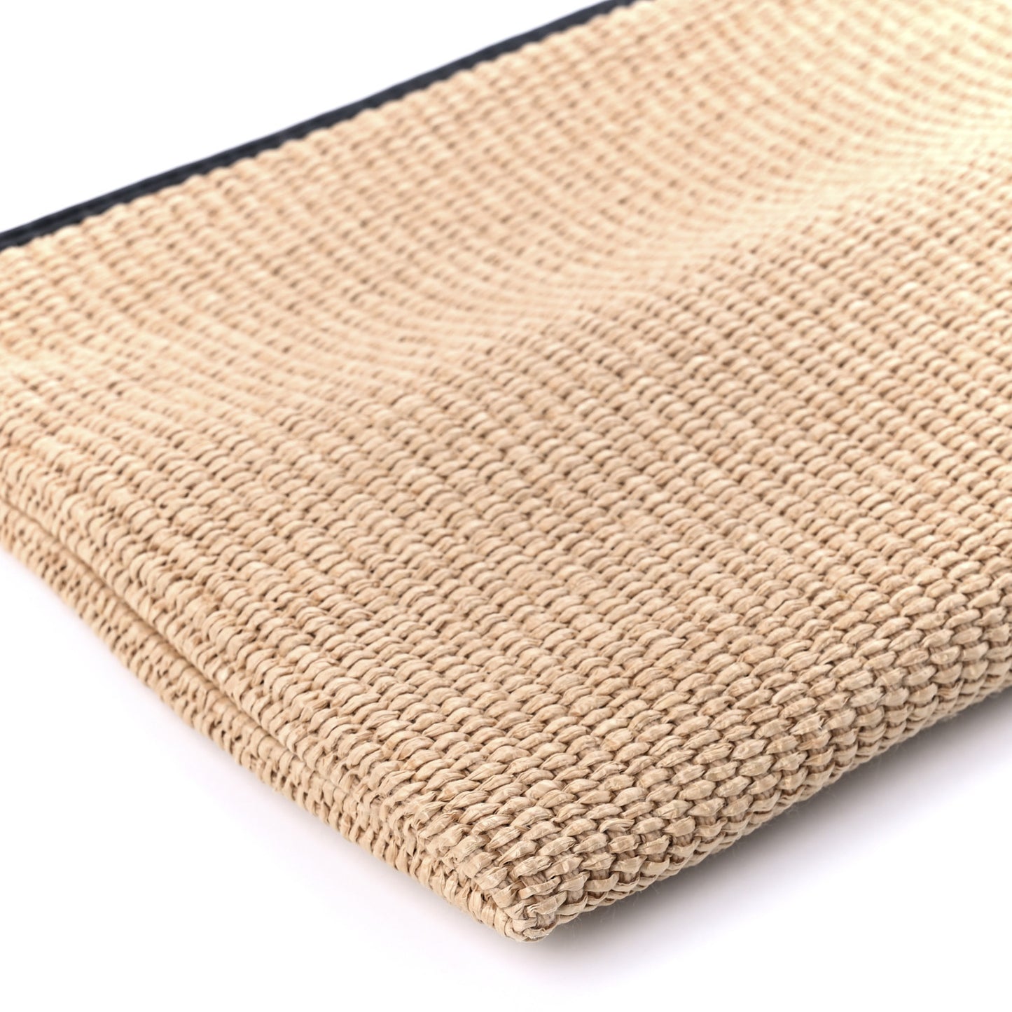 Straw Vitello King Logo Woven Large Flat Pouch Paglia Black