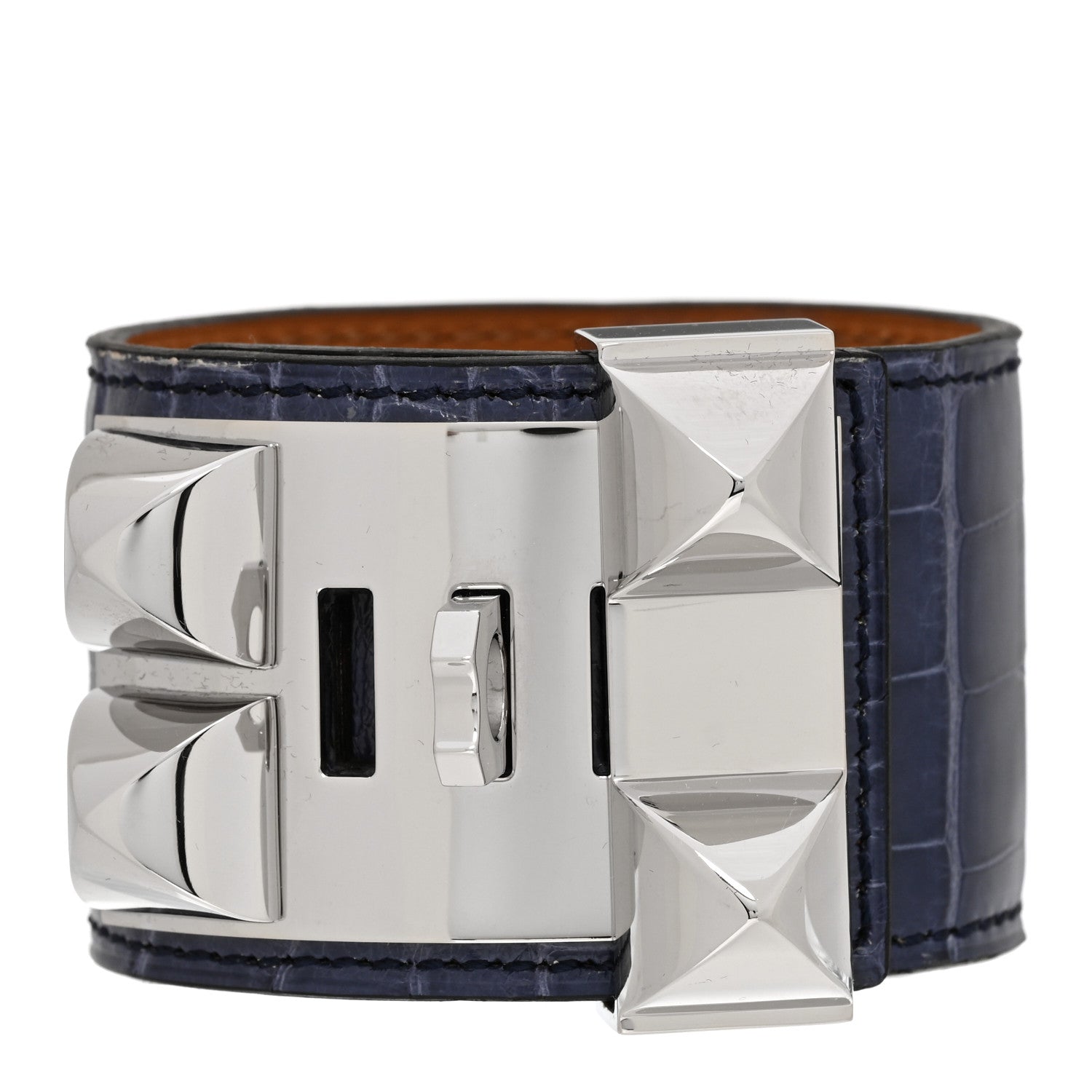 Hermes Shiny Alligator Collier De Chien CDC Bracelet S Bleu Saphir 3 of 5
