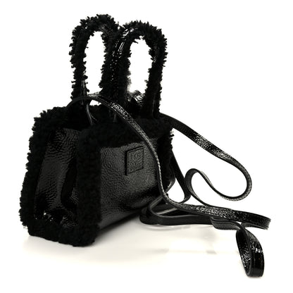 Telfar X UGG Crinkle Patent Shearling Small Shopping Bag Black 3 of 11