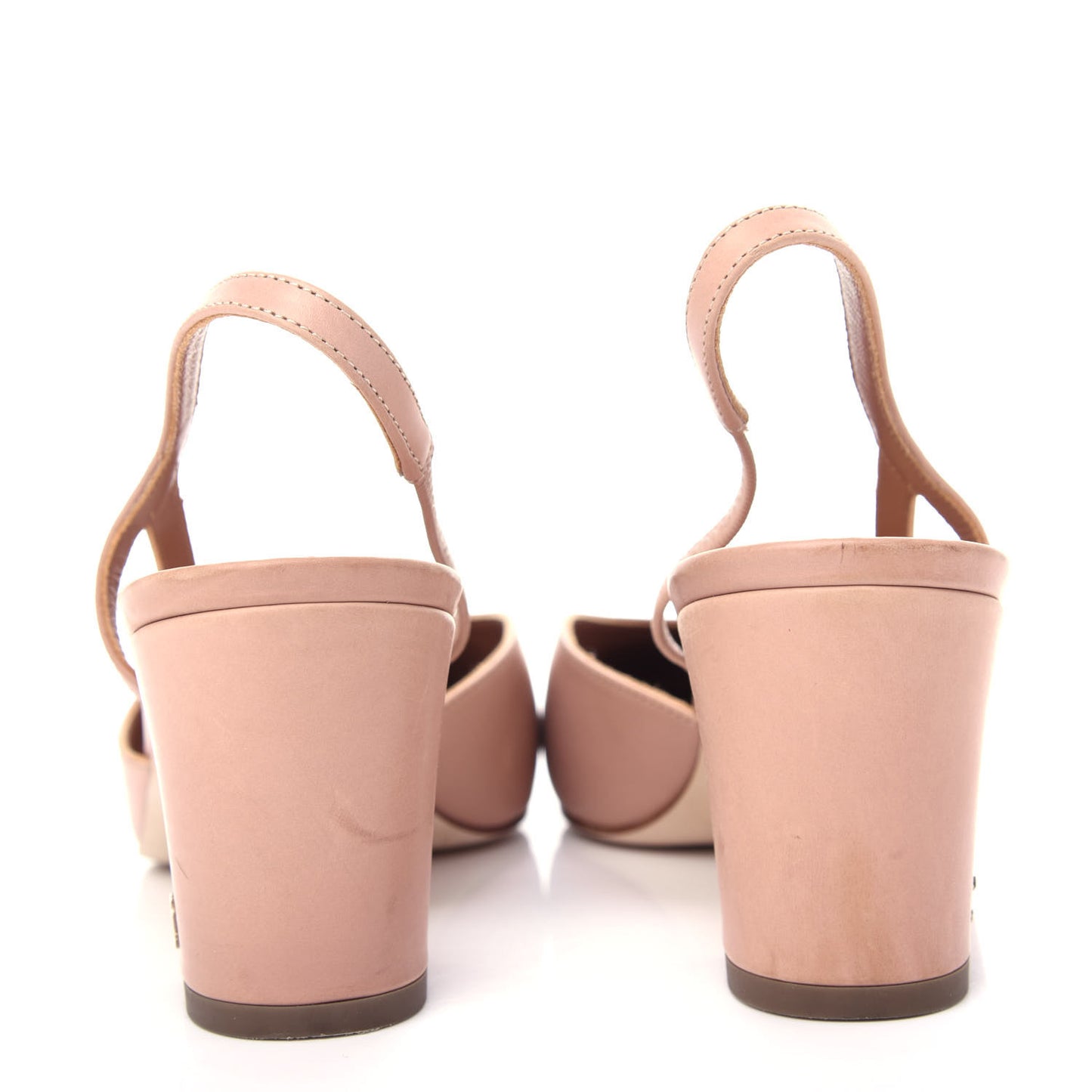 Glazed Calfskin Cap Toe CC Slingback Pumps 40 Beige Pink
