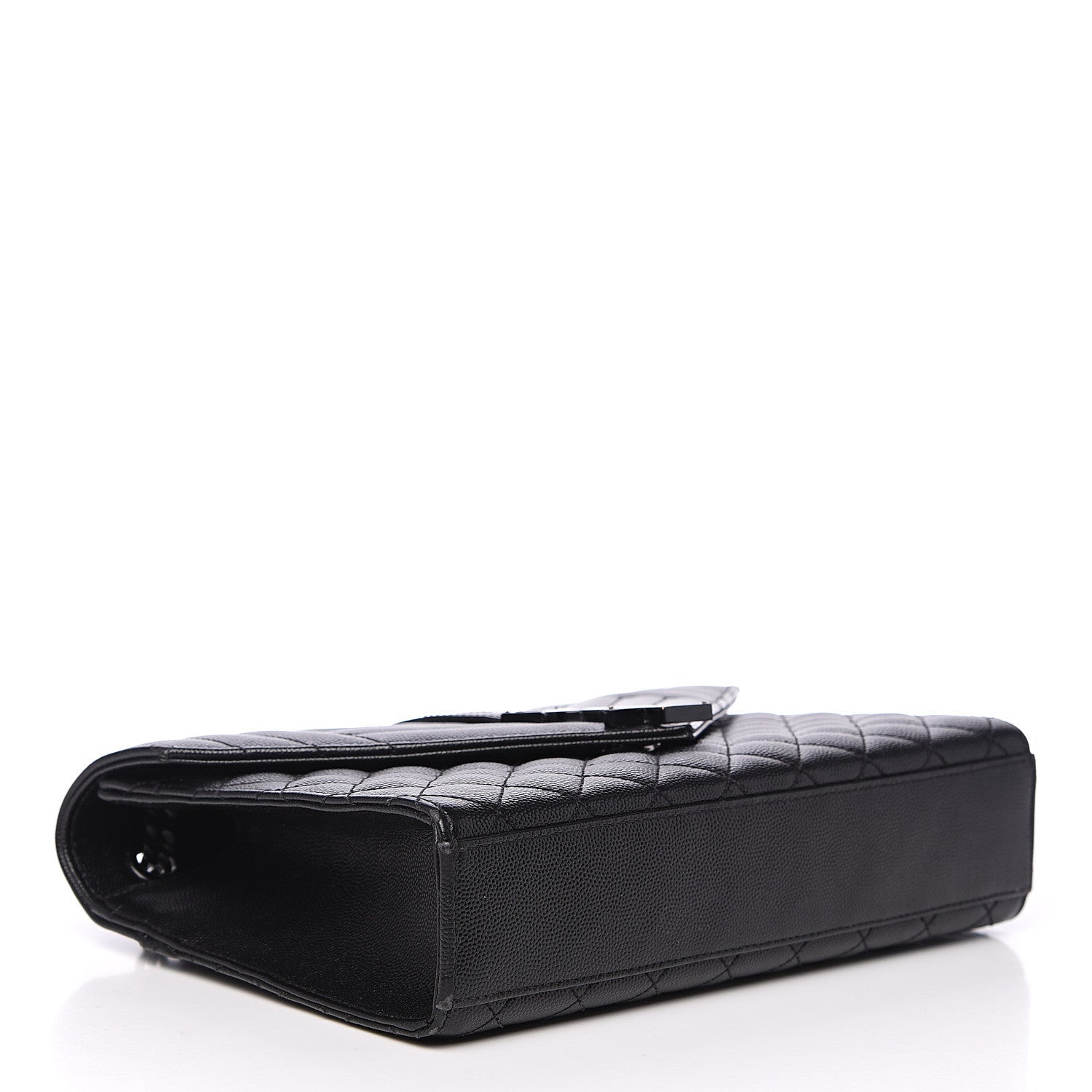 Saint Laurent Grain De Poudre Textured Mixed Matelasse Triquilt Medium Monogram Satchel Black 3 of 9