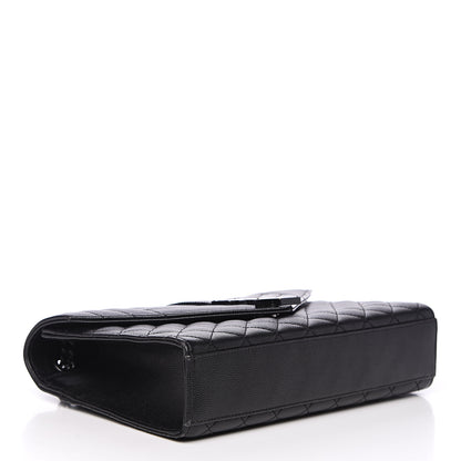 Saint Laurent Grain De Poudre Textured Mixed Matelasse Triquilt Medium Monogram Satchel Black 3 of 9