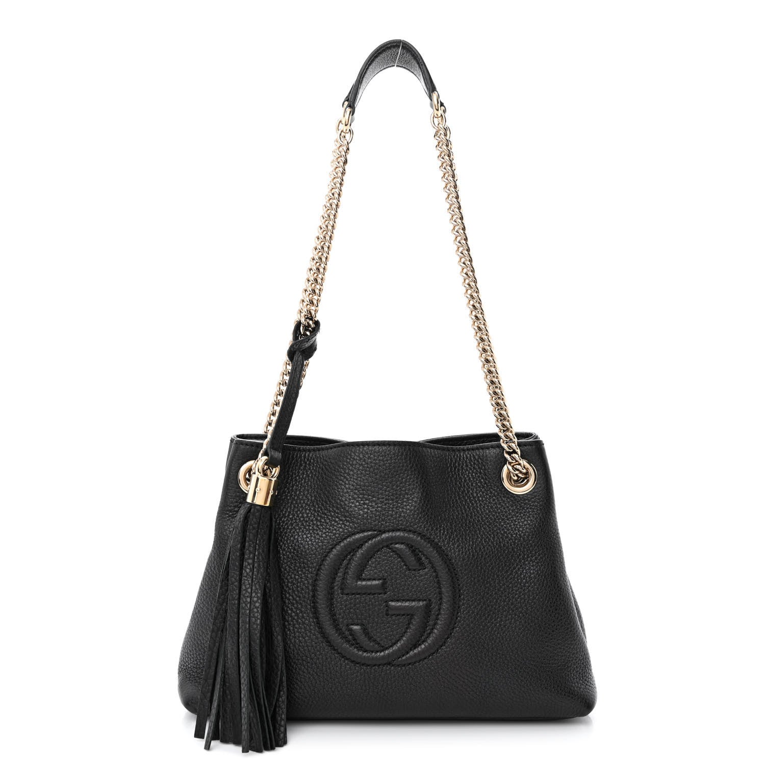 Gucci Pebbled Calfskin Small Soho Chain Shoulder Bag Black 1 of 13