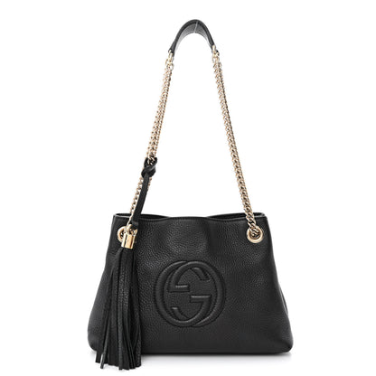 Gucci Pebbled Calfskin Small Soho Chain Shoulder Bag Black 1 of 13