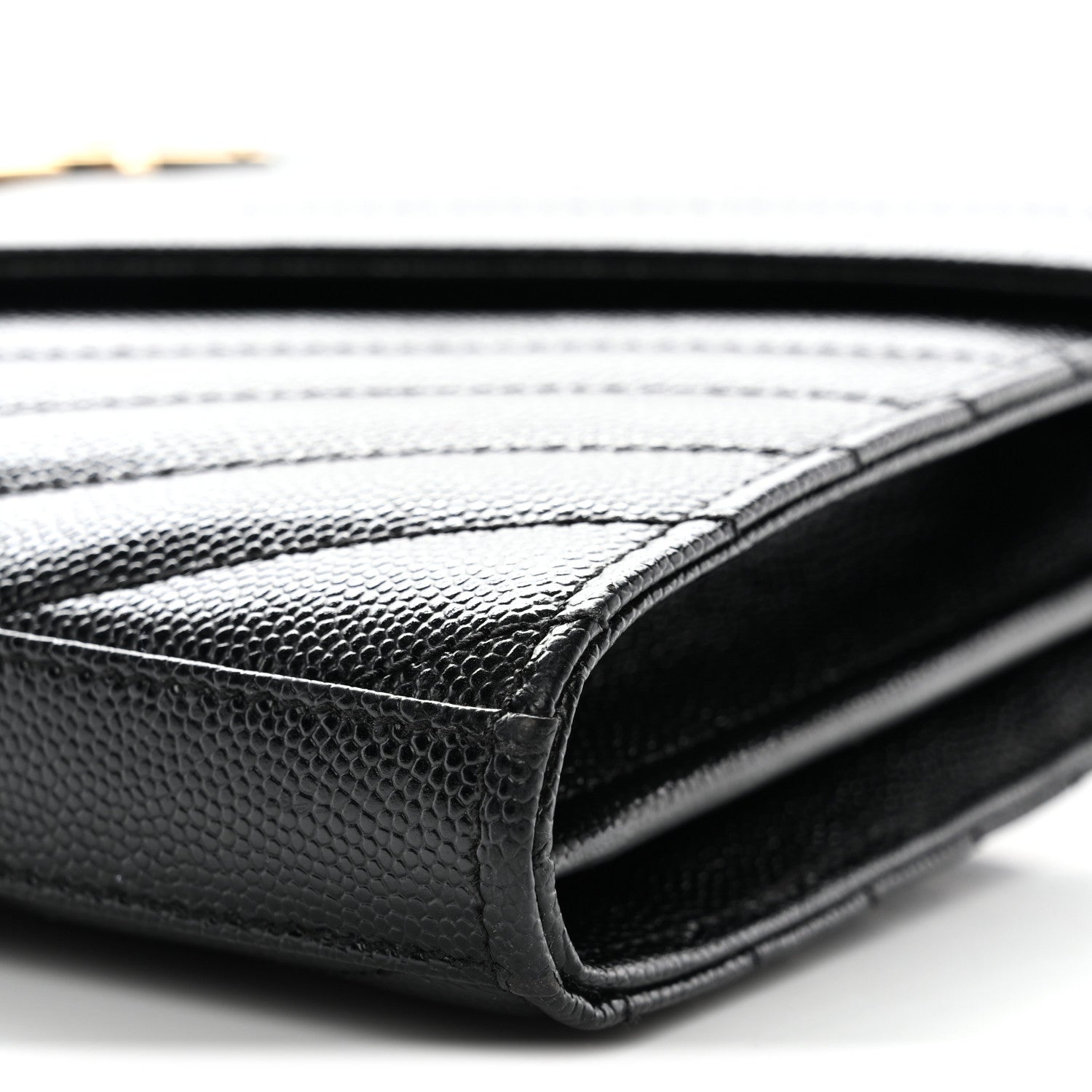 Saint Laurent Grain De Poudre Matelasse Chevron Monogram Chain Wallet Black 30 of 34