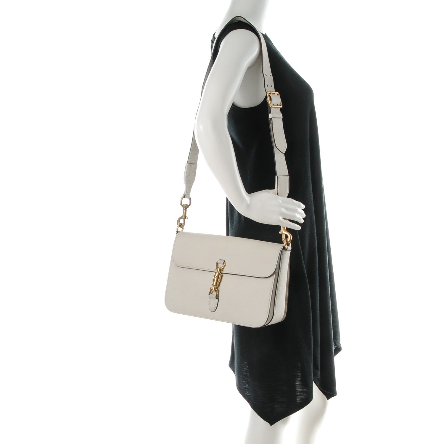 Gucci Soft Calfskin Small Jackie Shoulder Bag White Magnolia 2 of 7