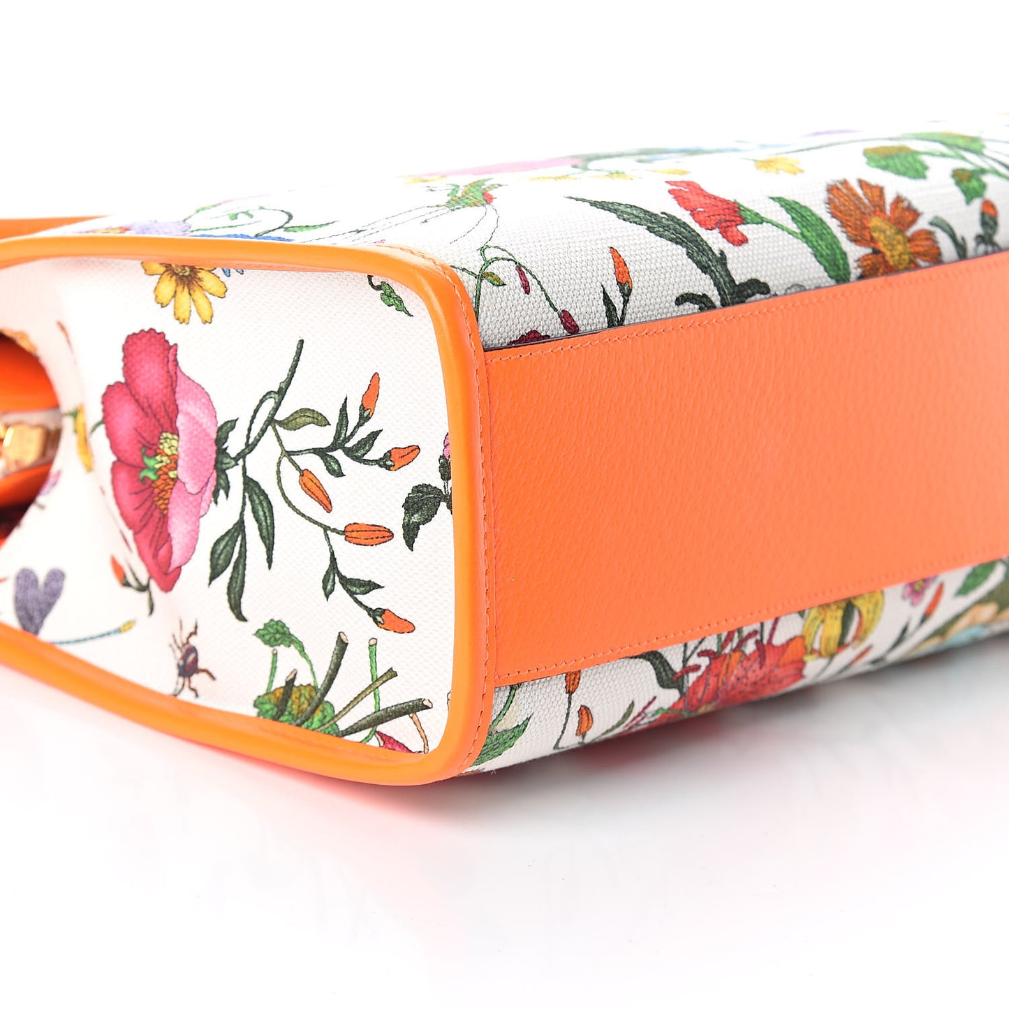 Canvas Medium Flora Tote White Multicolor Orange Fluo