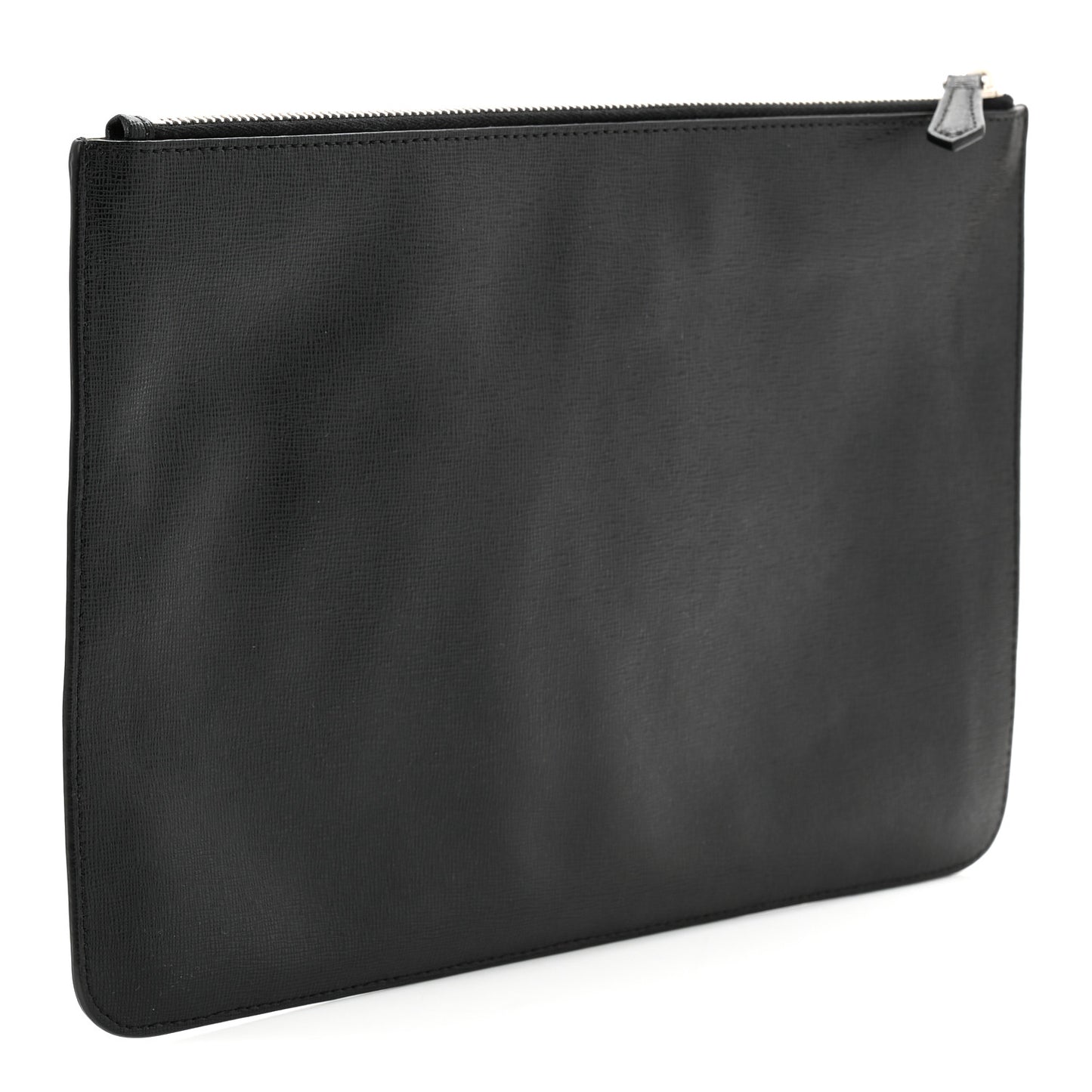 Vitello Elite Mink Fur Studded Karlito Zip Around Pouch Black