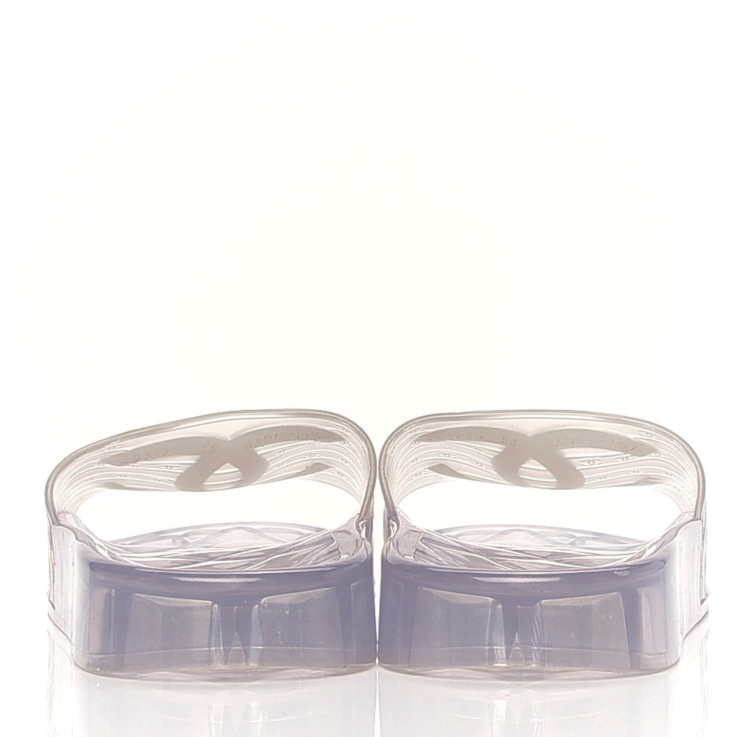 PVC Transparent CC Flat Slide Sandals 39 White