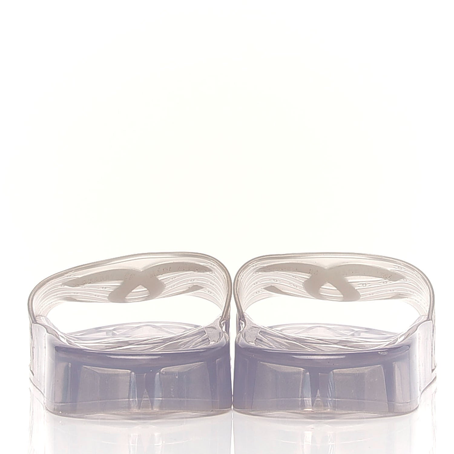 Chanel PVC Transparent CC Flat Slide Sandals 39 White 4 of 6