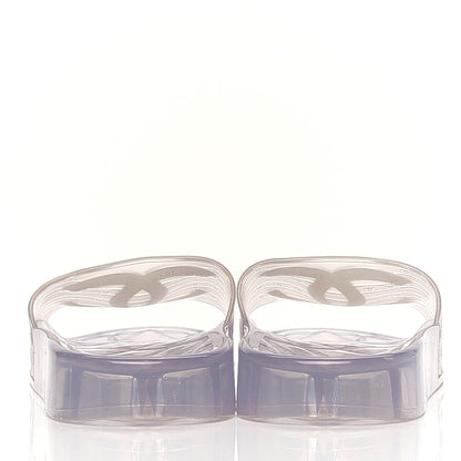 Chanel PVC Transparent CC Flat Slide Sandals 39 White 4 of 6