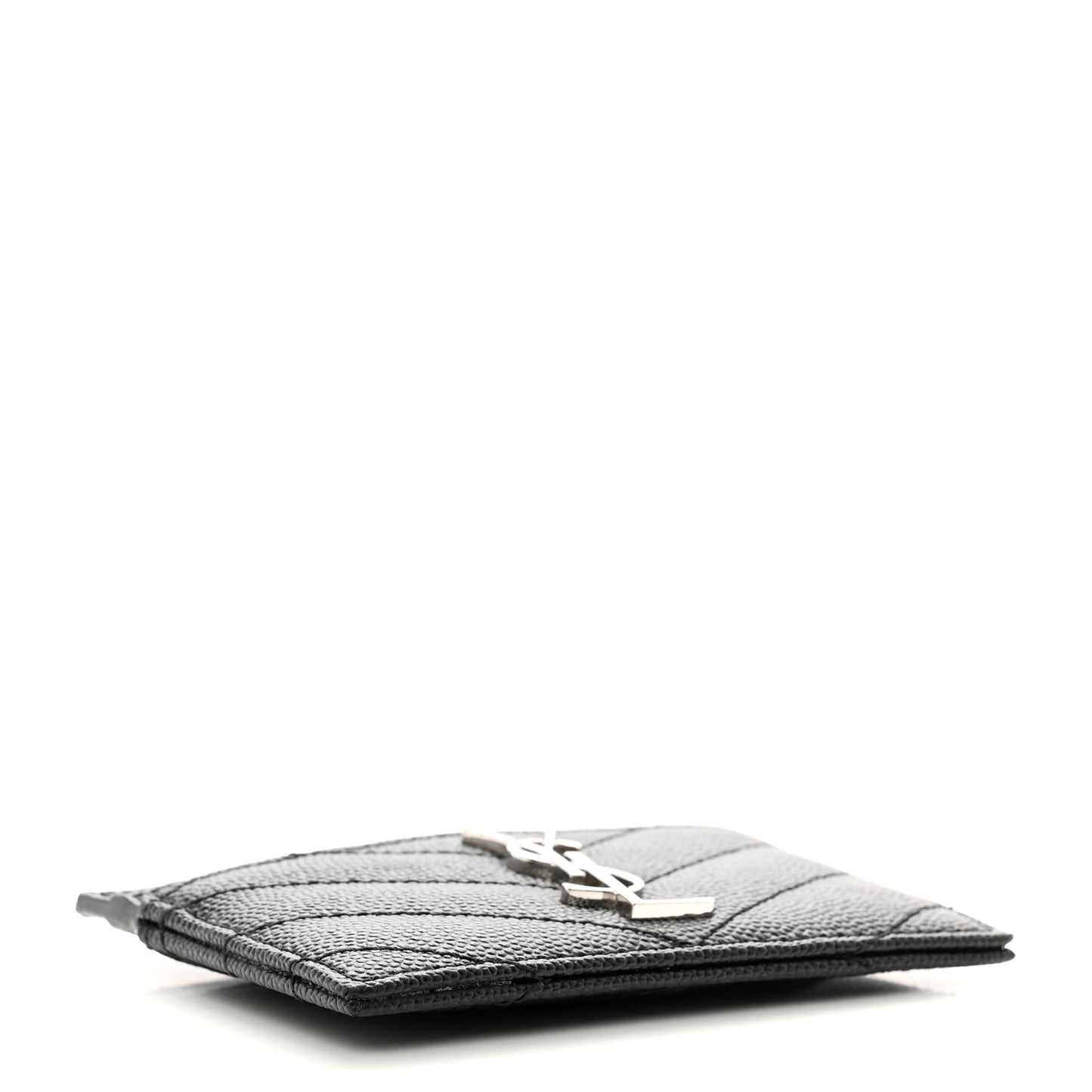 Grain De Poudre Matelasse Chevron Monogram Credit Card Case Black