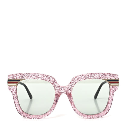 Gucci Acetate Square Frame Web Glitter GG0281SA Sunglasses Pink 2 of 7