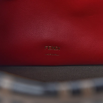 Fendi Vitello Grace Bi-Color FF 1974 Embossed Flip Tote Fragola Maya Black 7 of 10