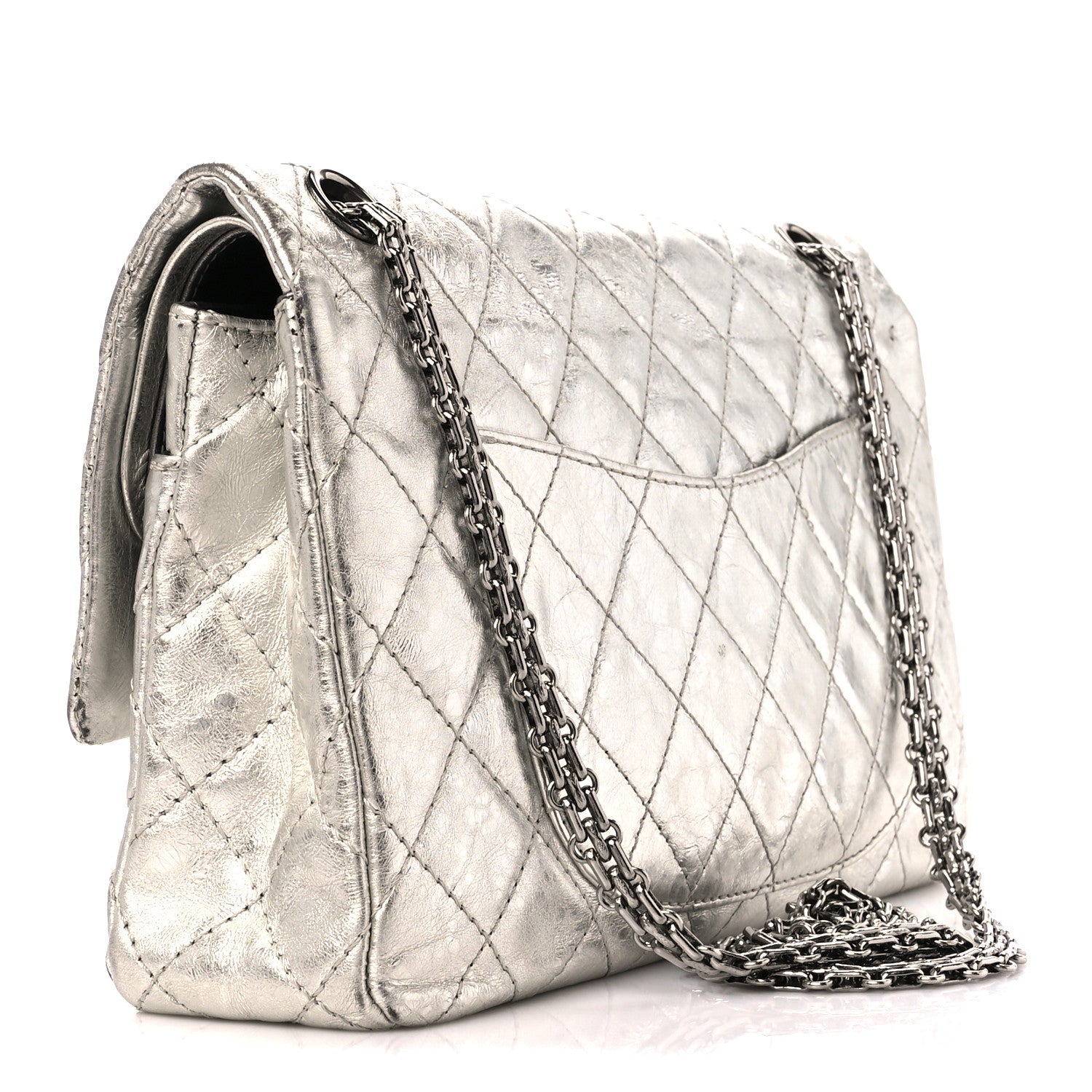 Chanel Metallic Aged Calfskin Quilted 2.55 Reissue 226 Flap Silver 3 of 12