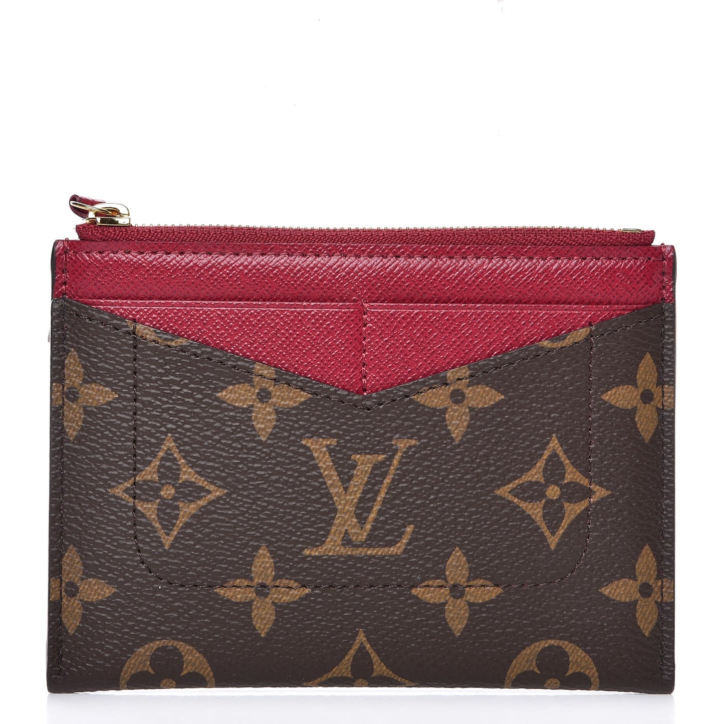 Monogram Zipped Card Holder Fuchsia