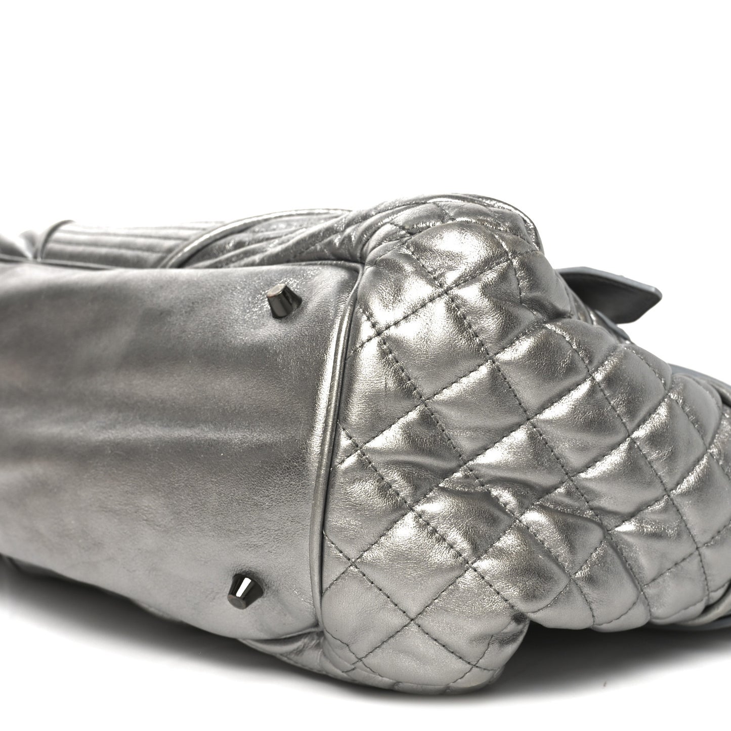 Metallic Calfskin Winnieford Satchel Silver