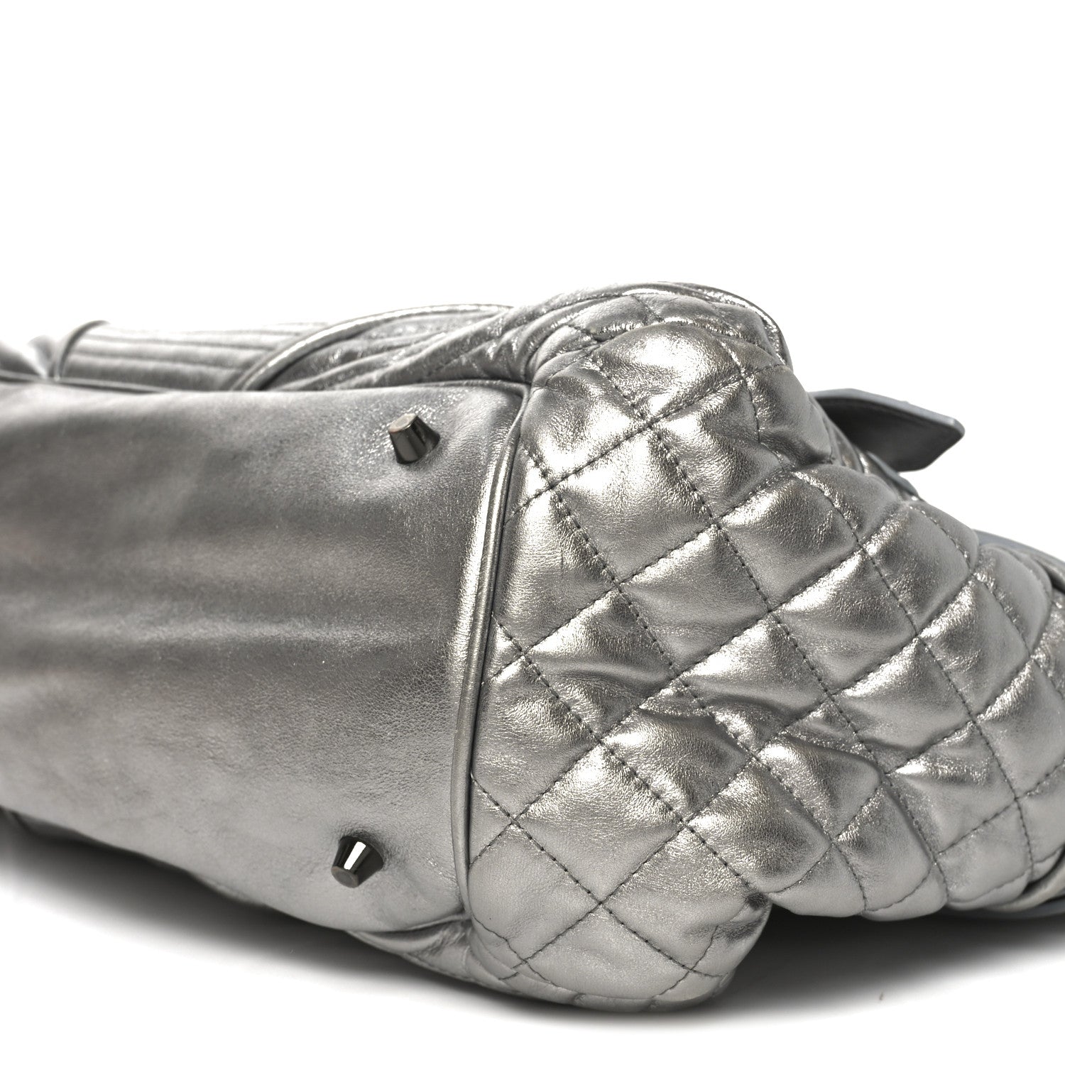 Burberry Metallic Calfskin Winnieford Satchel Silver 9 of 9