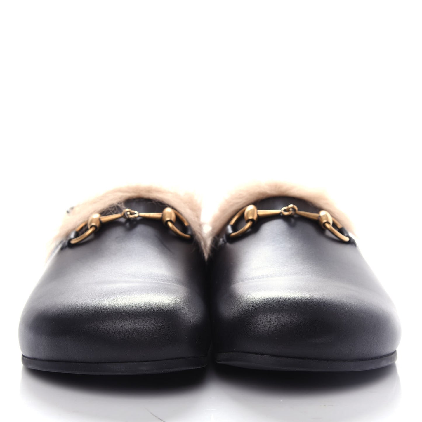 Calfskin Fur Mens Horsebit River Slingback Slippers 8.5 Black
