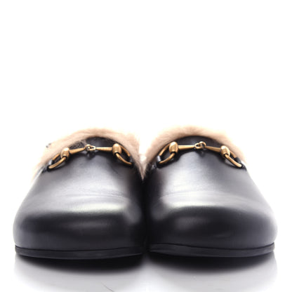 Gucci Calfskin Fur Mens Horsebit River Slingback Slippers 8.5 Black 2 of 10