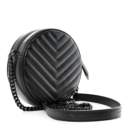 Saint Laurent Calfskin Matelasse Chevron Round Vinyle Camera Bag Black 3 of 10