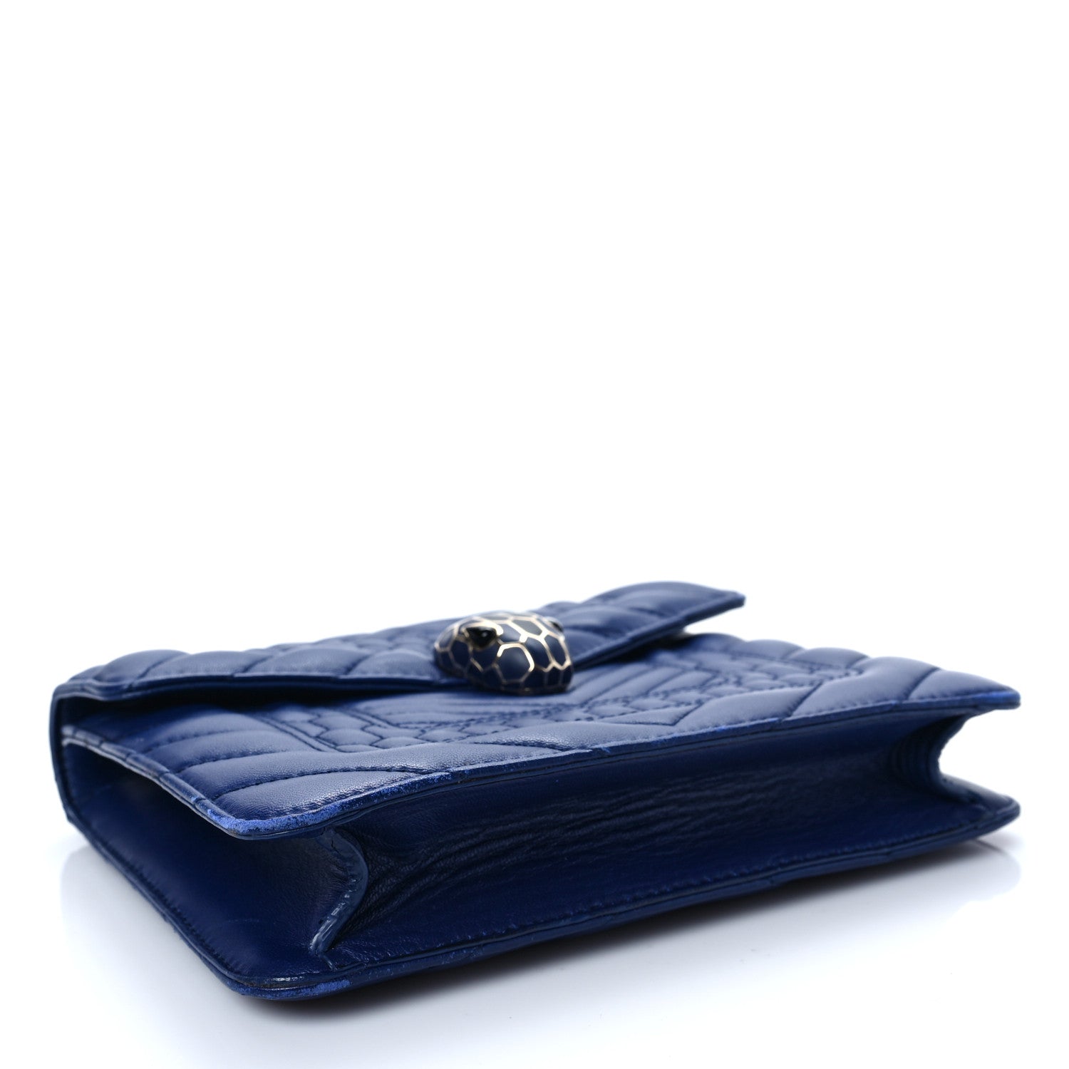 Bulgari Calfskin Quilted Serpenti Forever Shoulder Bag Navy 4 of 8