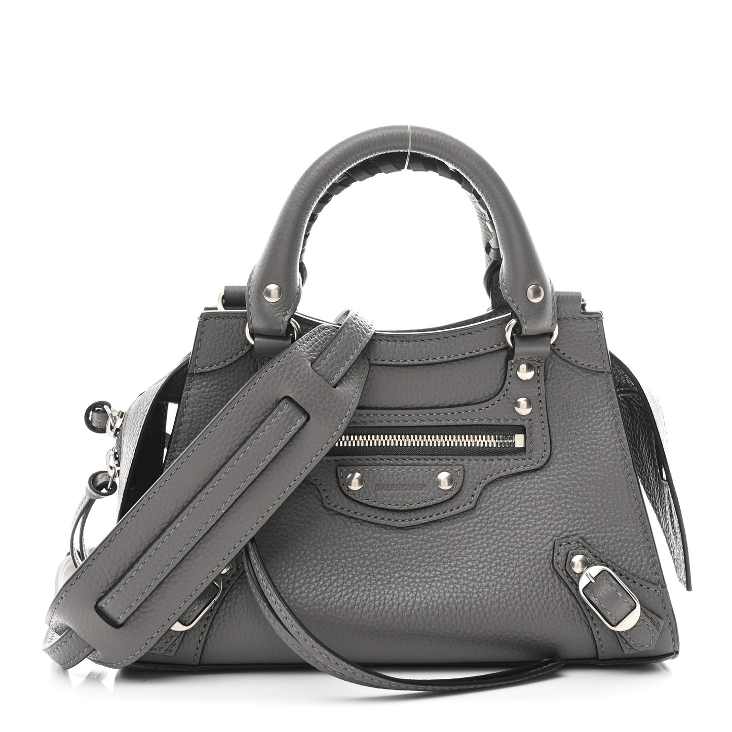 Grained Calfskin Neo Classic Silver Hardware Mini City Dark Grey