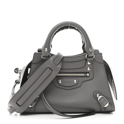 Balenciaga Grained Calfskin Neo Classic Silver Hardware Mini City Dark Grey 1 of 11