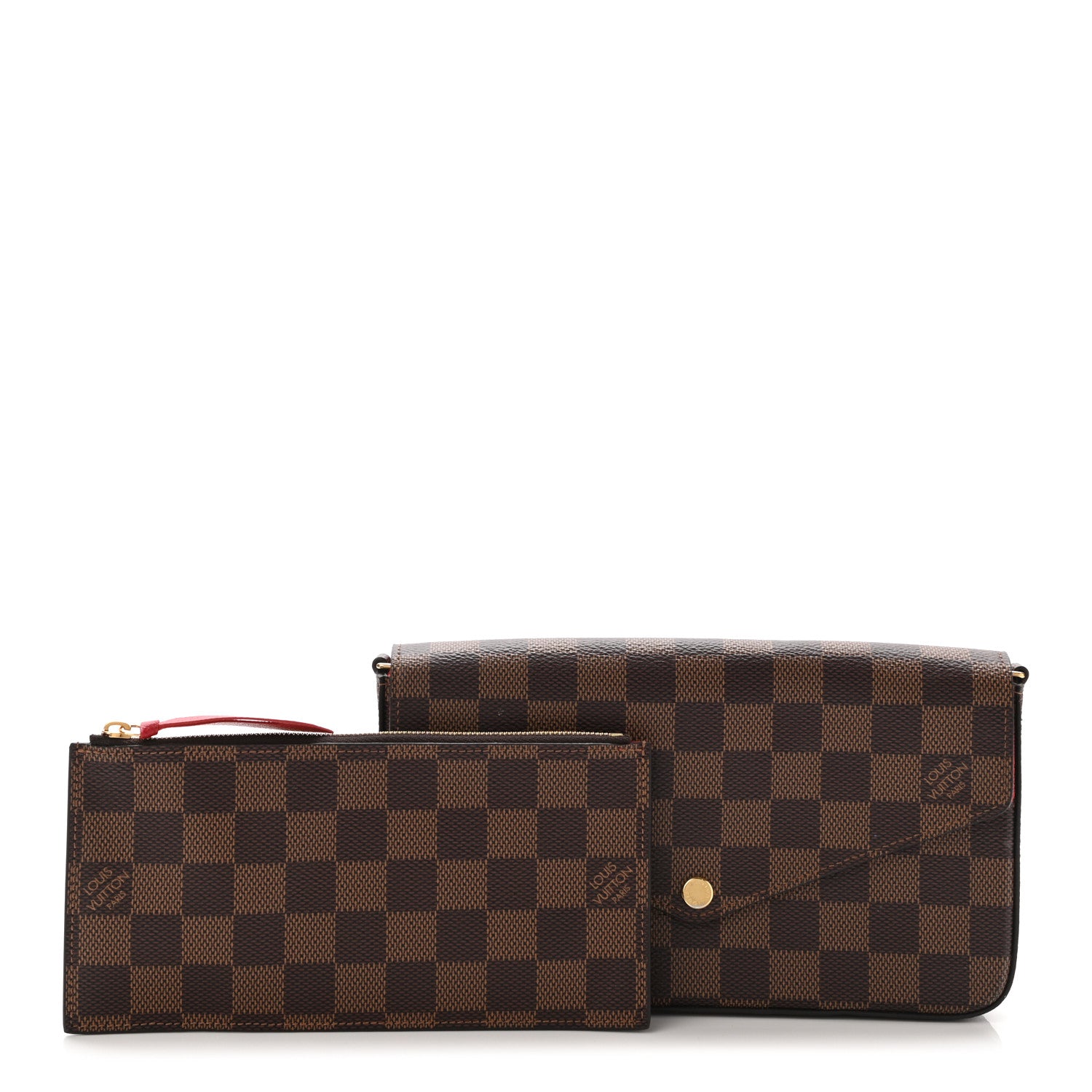 Louis Vuitton Damier Ebene Pochette Felicie Chain Wallet 1 of 9