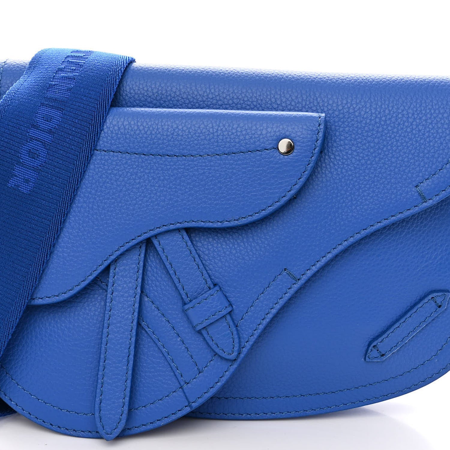 Christian Dior Grained Calfskin Saddle Messenger Bag Blue 7 of 9