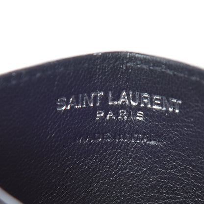 Saint Laurent Calfskin Crocodile Embossed Monogram Credit Card Case Black 7 of 8