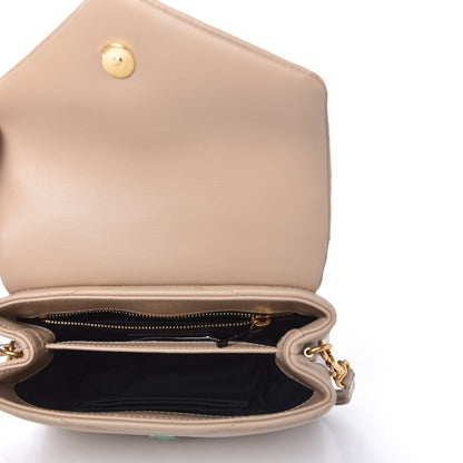 Saint Laurent Calfskin Y Quilted Monogram Toy Loulou Crossbody Bag Dark Beige 5 of 11