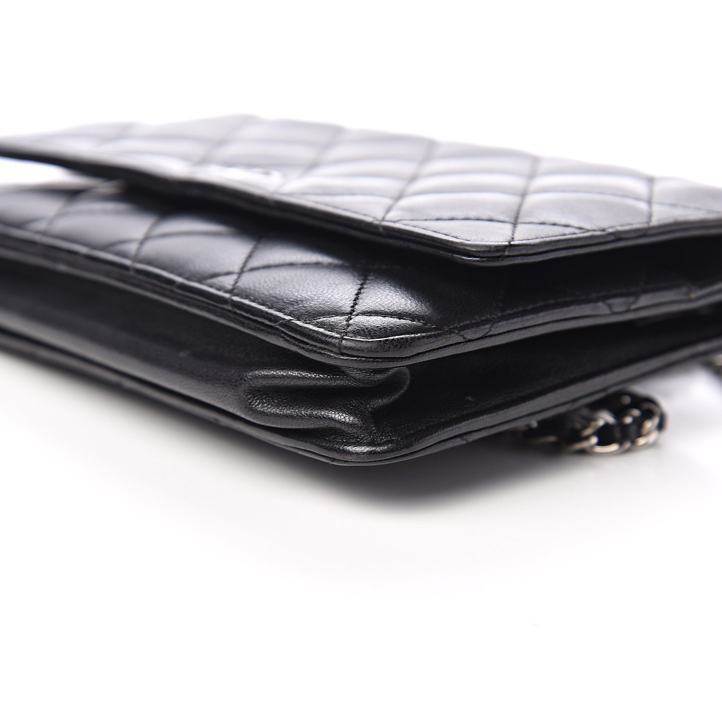 Lambskin Quilted Wallet On Chain WOC Black