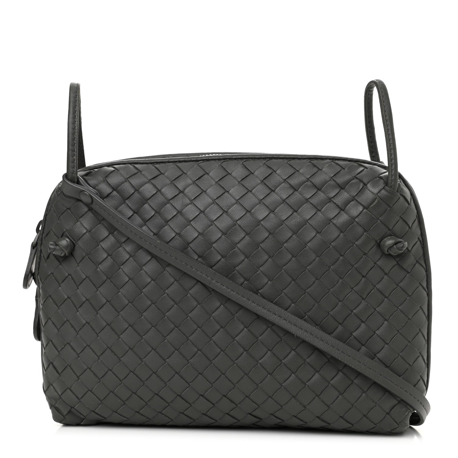 Bottega Veneta Nappa Intrecciato Nodini Crossbody Messenger New Light Grey 1 of 13