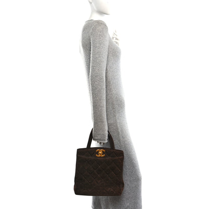 Chanel Suede Quilted Tote Brown 2 of 10