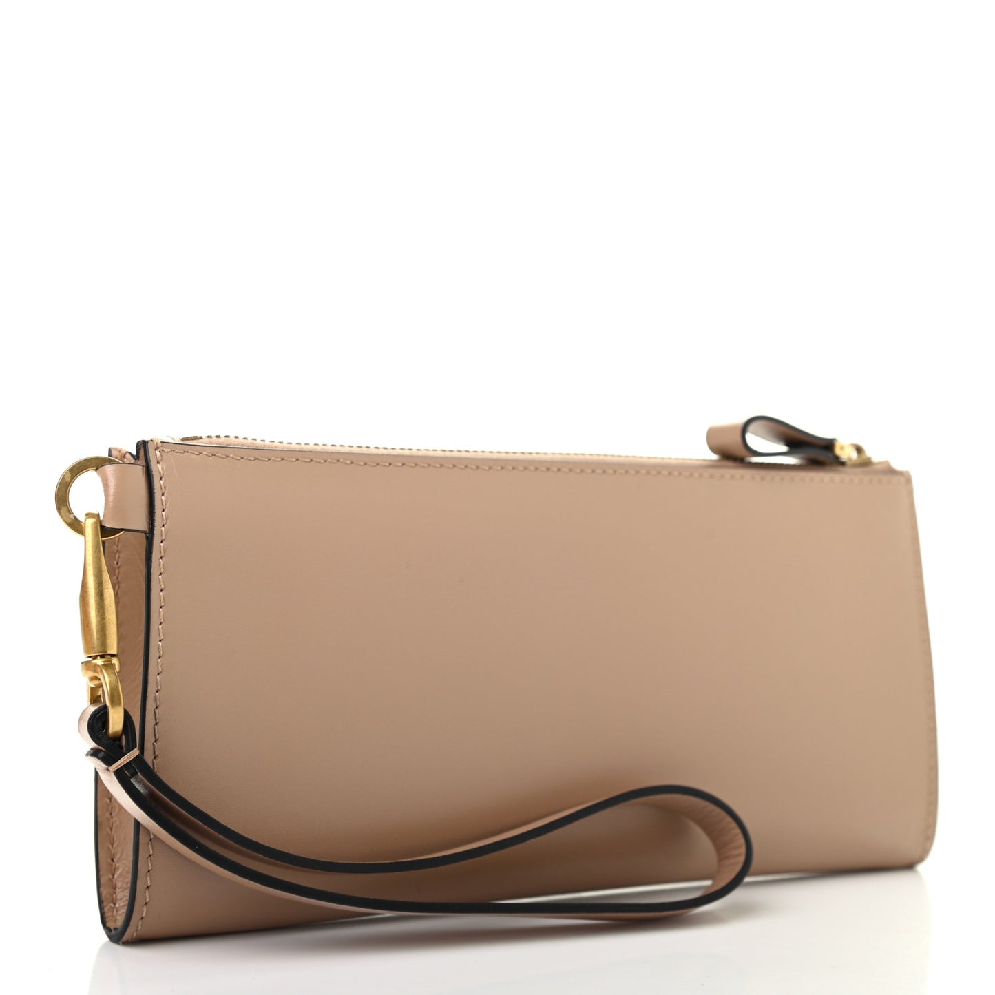 Calfskin Vlogo Zip Wristlet Wallet Rose Cannelle