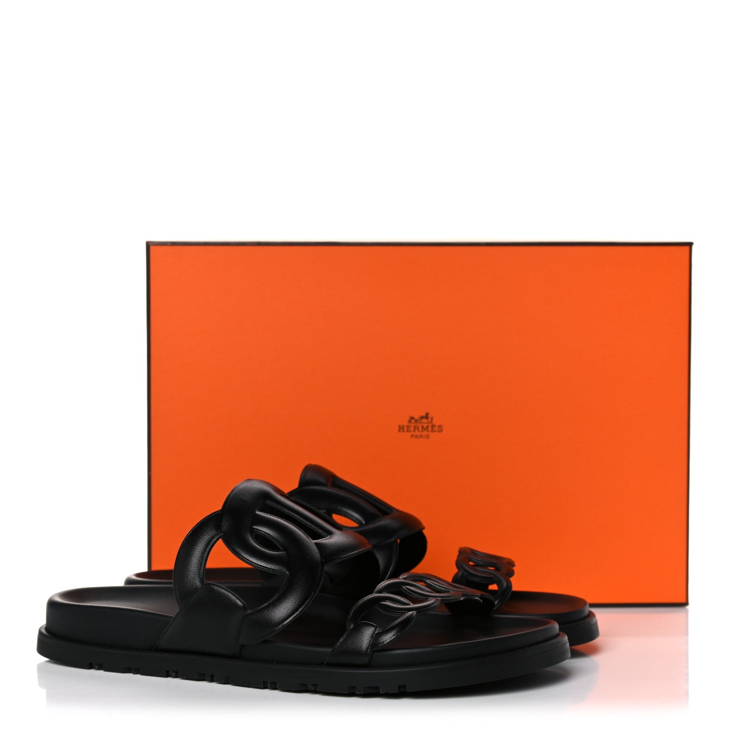 Hermes Nappa Womens Extra Sandals 38.5 Black 9 of 9