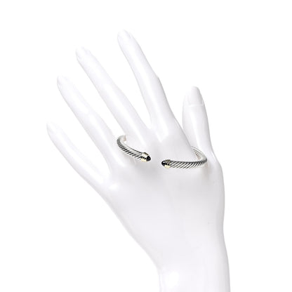 David Yurman Sterling Silver 14K Yellow Gold Black Onyx 5mm Cable Classics Petite Color Bracelet 2 of 5
