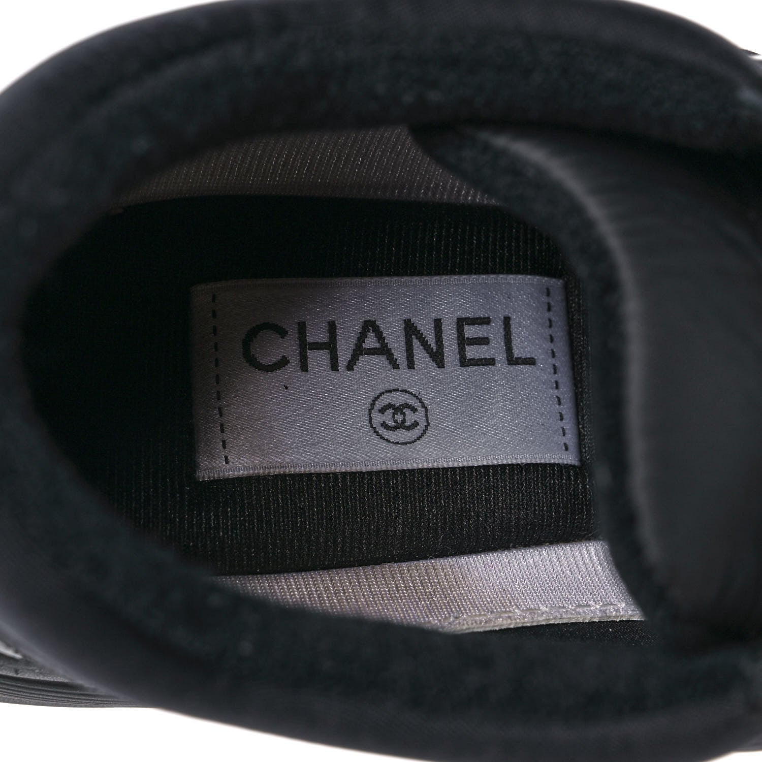 Chanel Fabric Calfskin Suede CC Sneakers 38 Black 7 of 8
