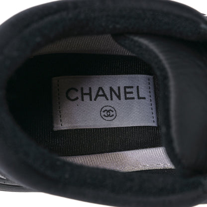Chanel Fabric Calfskin Suede CC Sneakers 38 Black 7 of 8