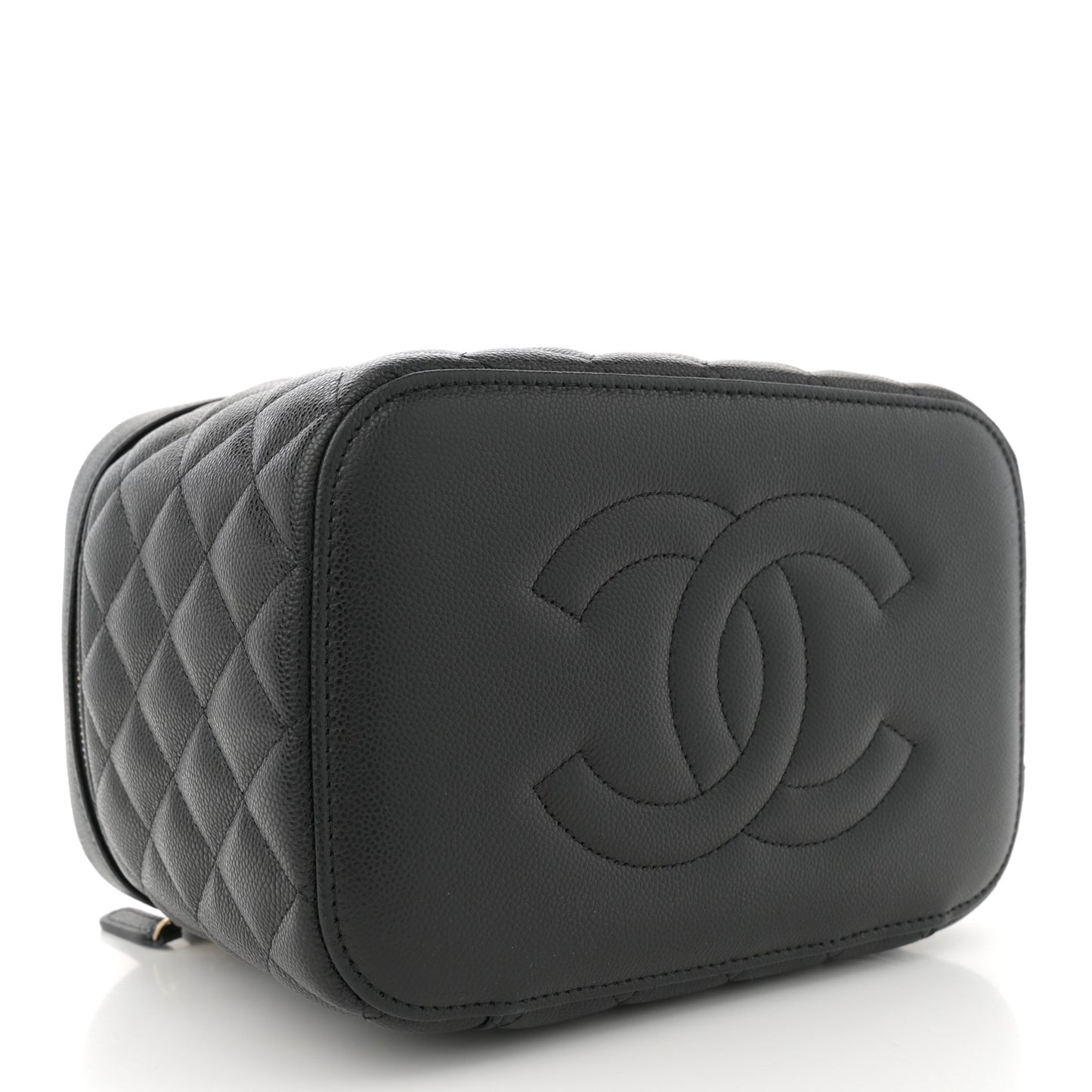 Caviar Quilted Large Vanity Pouch Black