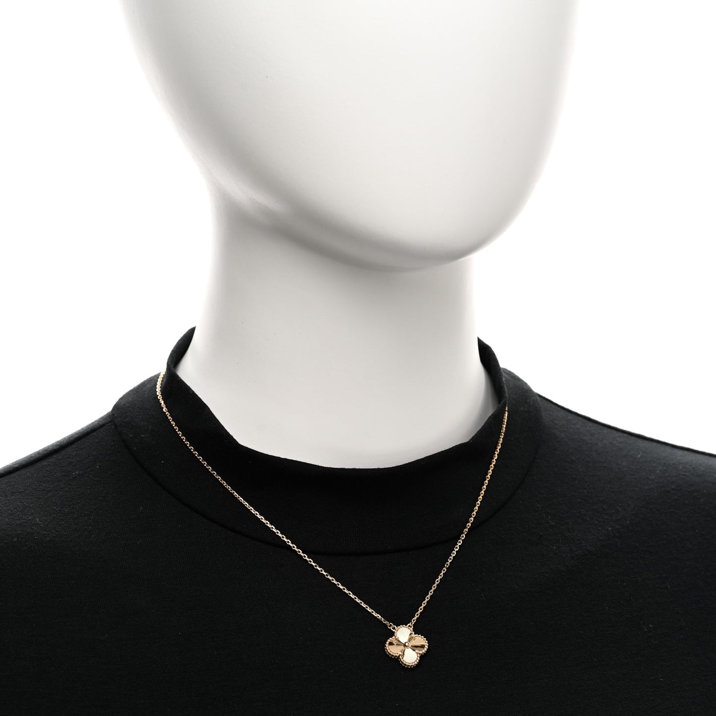 18K Yellow Gold Guilloche Vintage Alhambra Pendant Necklace