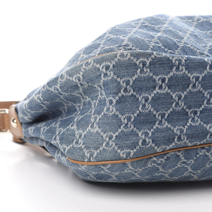 Gucci Denim Monogram Medium Sukey Hobo Blue 9 of 13