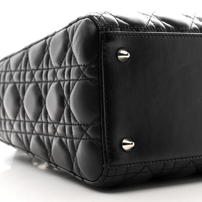 Christian Dior Lambskin Cannage Medium Lady Dior Black 9 of 11