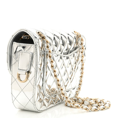 Chanel Mirror Calfskin Metallic Calfskin Medium Hollywood Boulevard Flap With Star Coin Purse Silvery 4 of 12