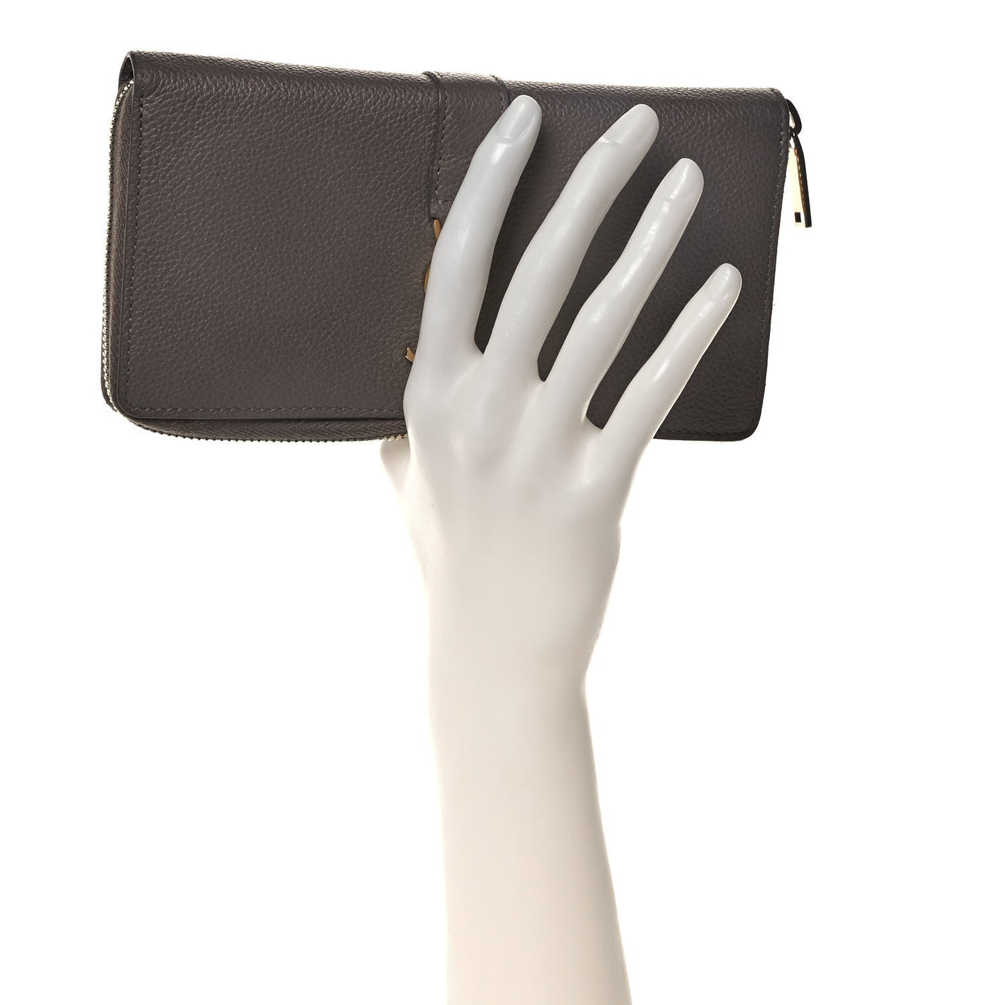Calfskin Monogram Zip Around Wallet Taupe