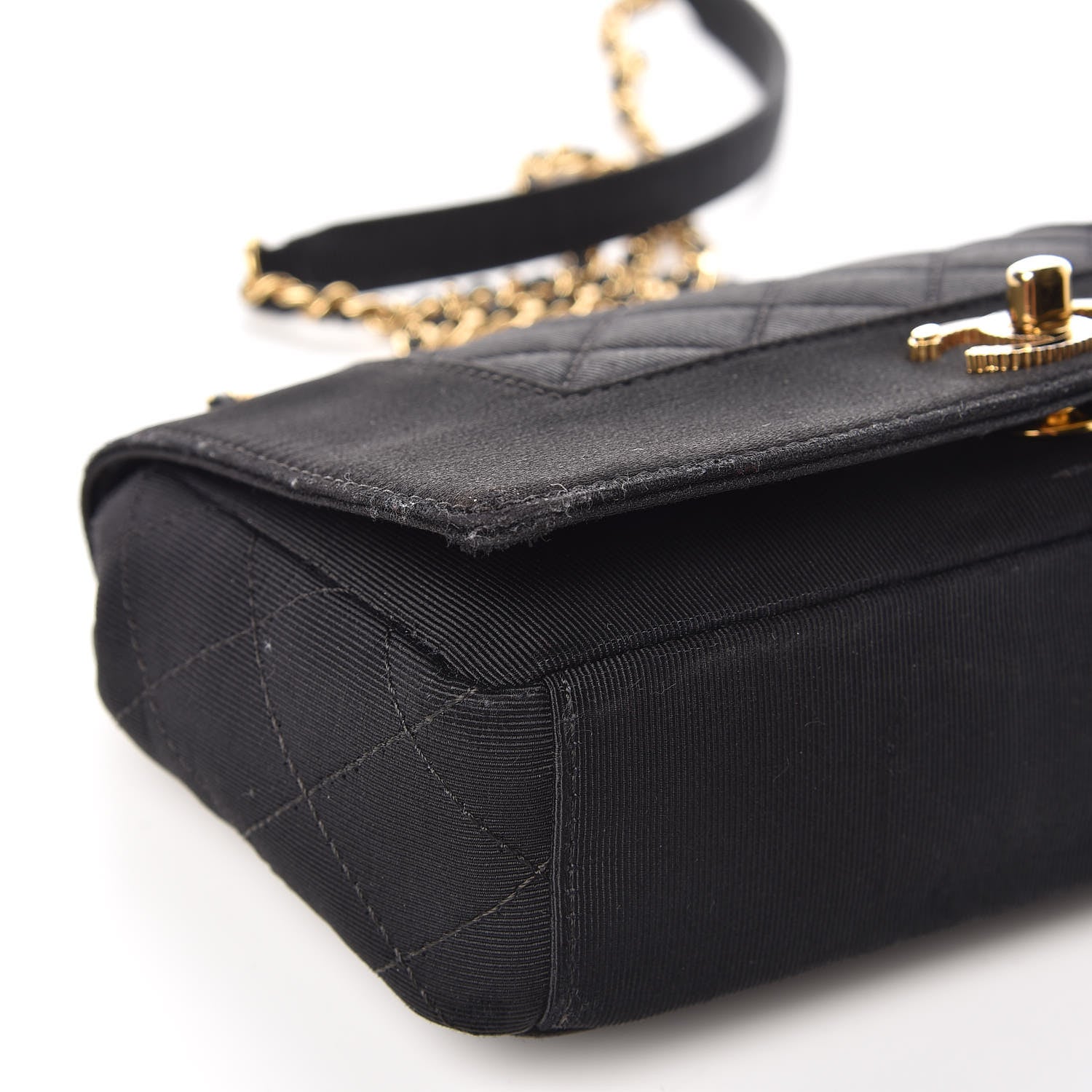 Chanel Grosgrain Satin Quilted Small Vintage Mademoiselle Flap Black 9 of 15