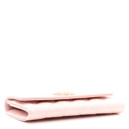 Chanel Caviar Quilted Crystal CC Large Gusset Flap Wallet Pink 3 of 8